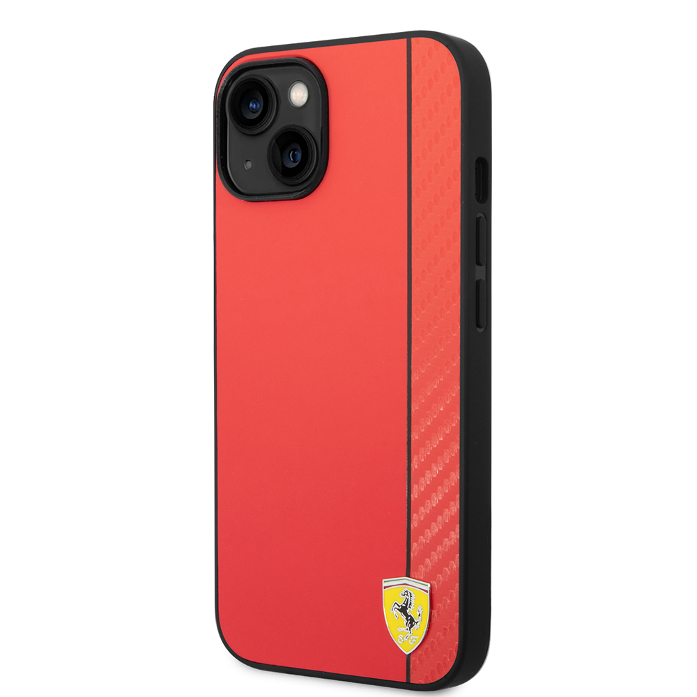 Apple iPhone 14 Uyumlu Kılıf Ferrari Orjinal Lisanslı Magsafe Şarj Özellikli Pu Deri Ve Karbon Şeritli Dizayn Kapak - 1