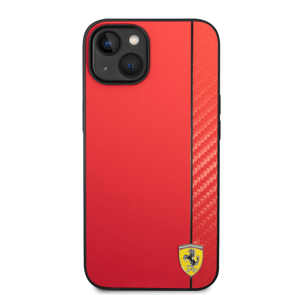 Apple iPhone 14 Uyumlu Kılıf Ferrari Orjinal Lisanslı Magsafe Şarj Özellikli Pu Deri Ve Karbon Şeritli Dizayn Kapak - 2