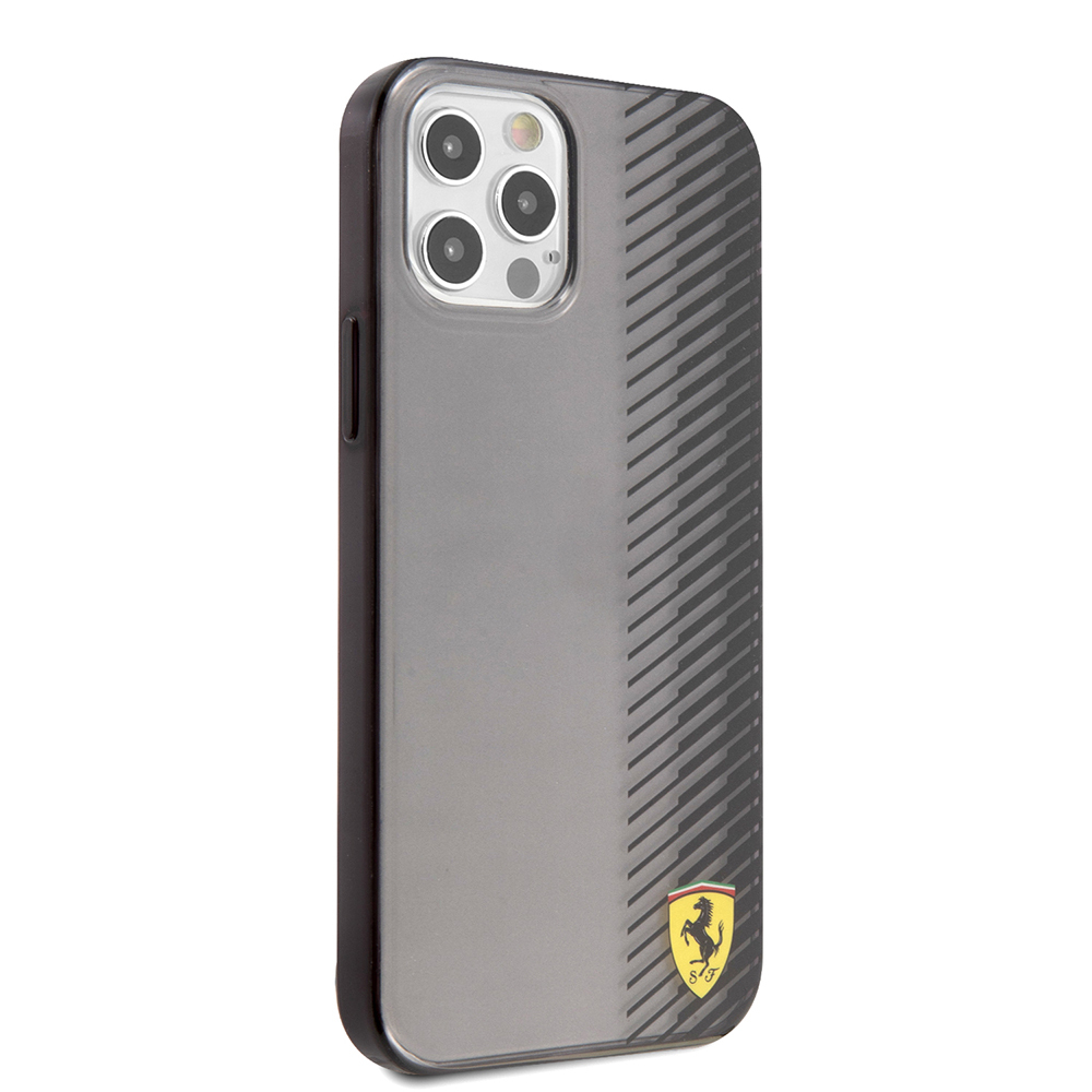 Apple iPhone 12 Pro Max Uyumlu Kılıf Ferrari Orjinal Lisanlı Klasik Metal Logolu Transparan Çizgi Desenli Gradient Kapak - 3