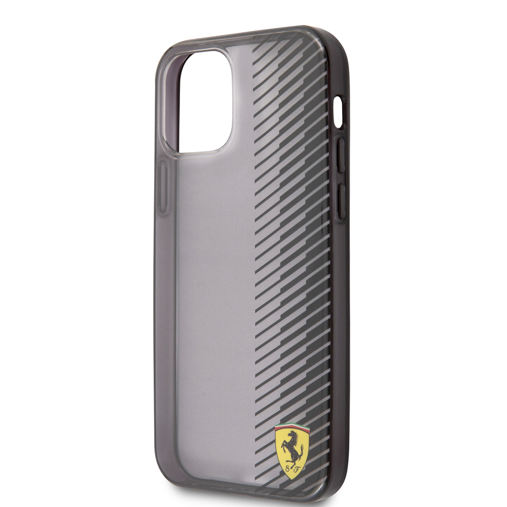 Apple iPhone 12 Pro Max Uyumlu Kılıf Ferrari Orjinal Lisanlı Klasik Metal Logolu Transparan Çizgi Desenli Gradient Kapak - 5