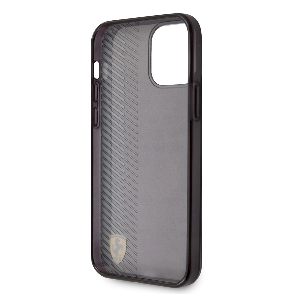 Apple iPhone 12 Pro Max Uyumlu Kılıf Ferrari Orjinal Lisanlı Klasik Metal Logolu Transparan Çizgi Desenli Gradient Kapak - 6