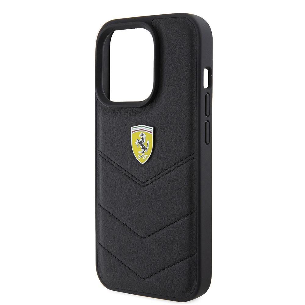 Apple iPhone 15 Pro Uyumlu Kılıf Ferrari Orjinal Lisanslı Deri Dikişli Arka Yüzey Metal Logo Tasarımlı Kapak - 12