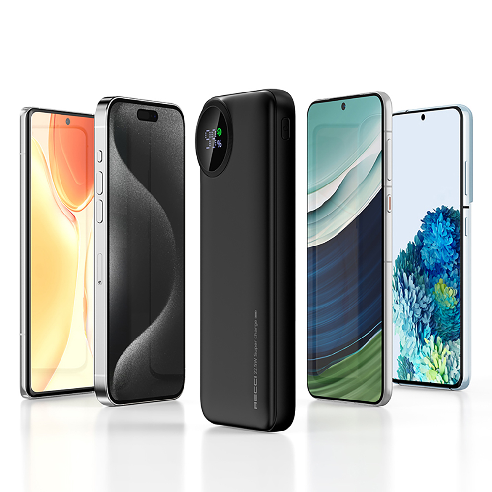 Recci RPB-P48 PD 20W Dijital LED Göstergeli Hızlı Şarj Özellikli Taşınabilir Powerbank 22.5W 10000mAh - 7