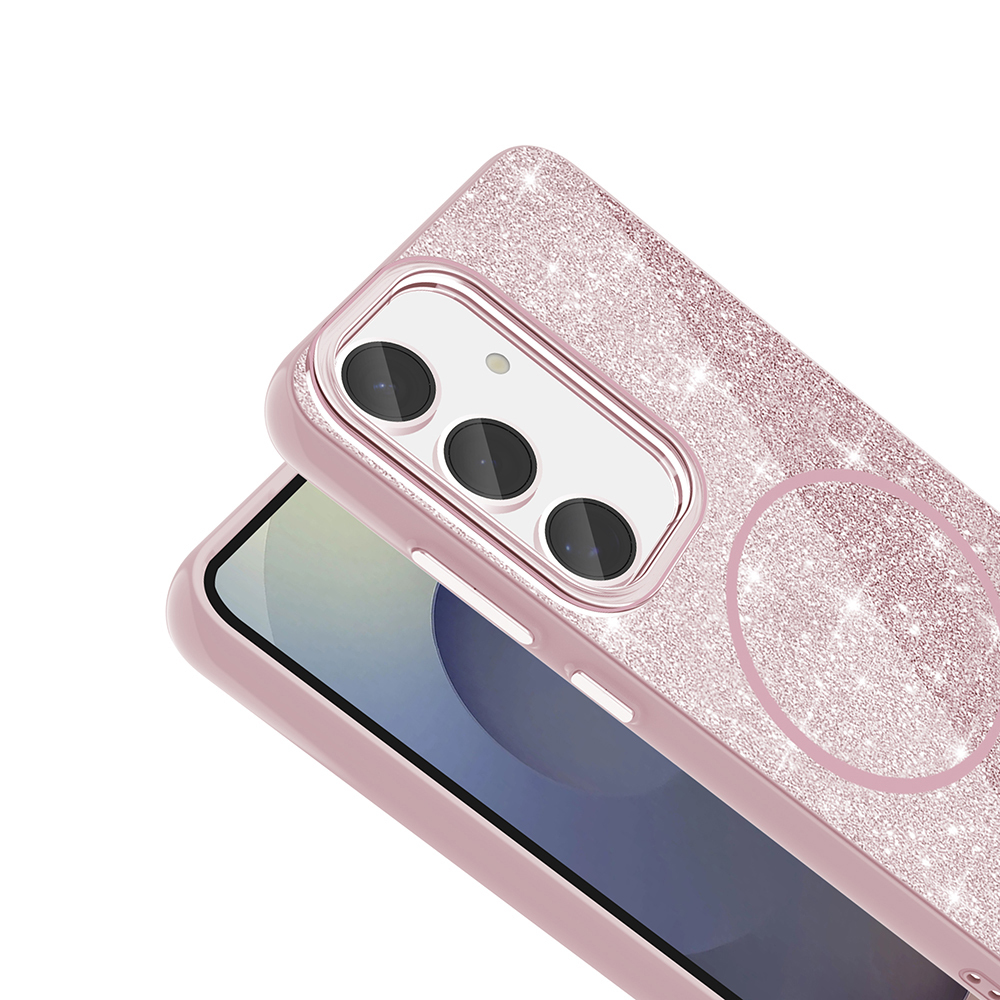 Samsung Galaxy S23 FE Uyumlu Kılıf Magsafe Şarj Özellikli Parlayan Simli Zore Okso Kapak - 4