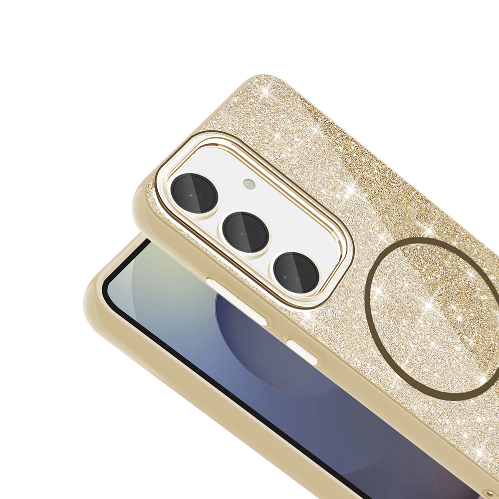 Samsung Galaxy S24 FE Uyumlu Kılıf Magsafe Şarj Özellikli Parlayan Simli Zore Okso Kapak - 8