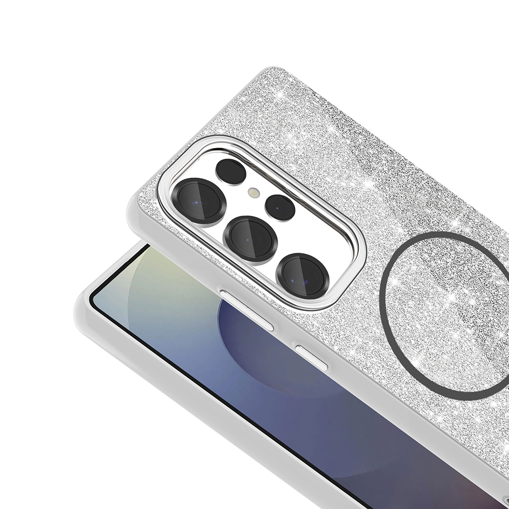 Samsung Galaxy S25 Ultra Uyumlu Kılıf Magsafe Şarj Özellikli Parlayan Simli Zore Okso Kapak - 8
