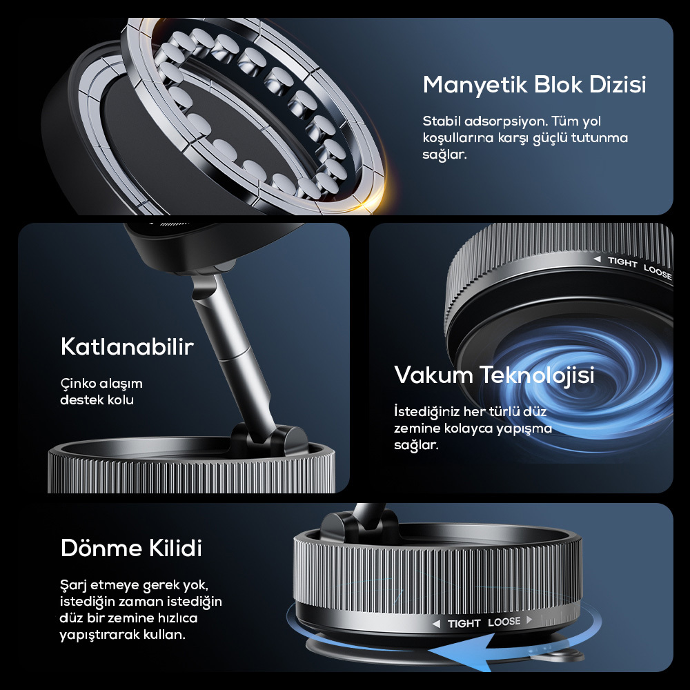 Zore K10A Vakum Özellikli Magnetik Telefon Tutucu - 3