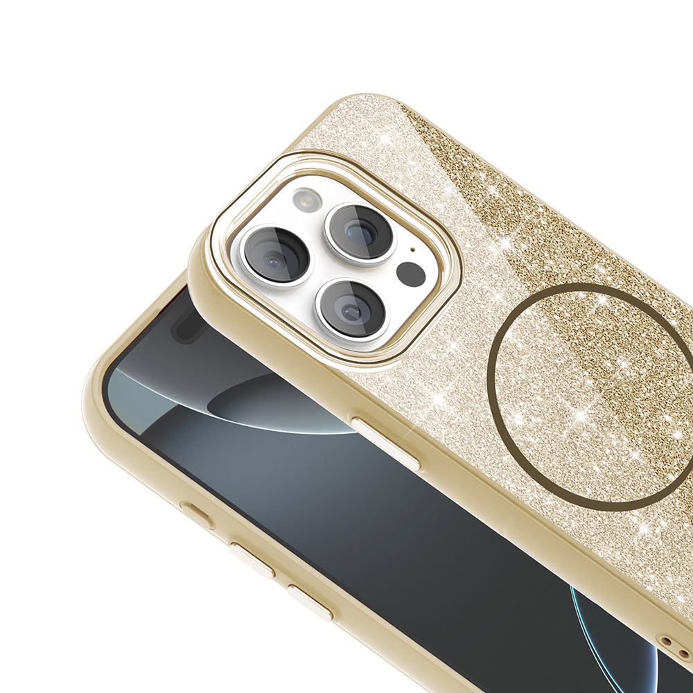 Apple iPhone 15 Pro Uyumlu Kılıf Magsafe Şarj Özellikli Parlayan Simli Zore Okso Kapak - 9