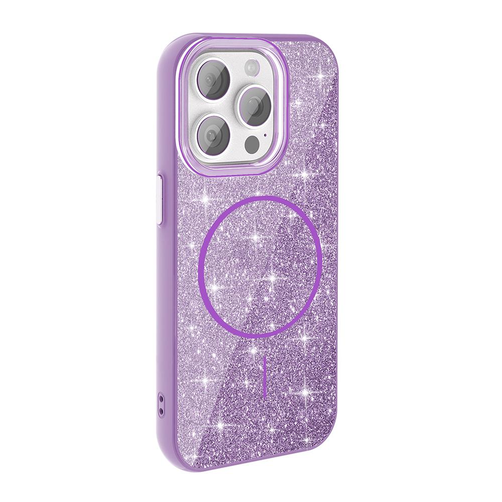 Apple iPhone 15 Pro Max Uyumlu Kılıf Magsafe Şarj Özellikli Parlayan Simli Zore Okso Kapak - 6