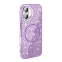 Apple iPhone 16 Uyumlu Kılıf Magsafe Şarj Özellikli Parlayan Simli Zore Okso Kapak - 4