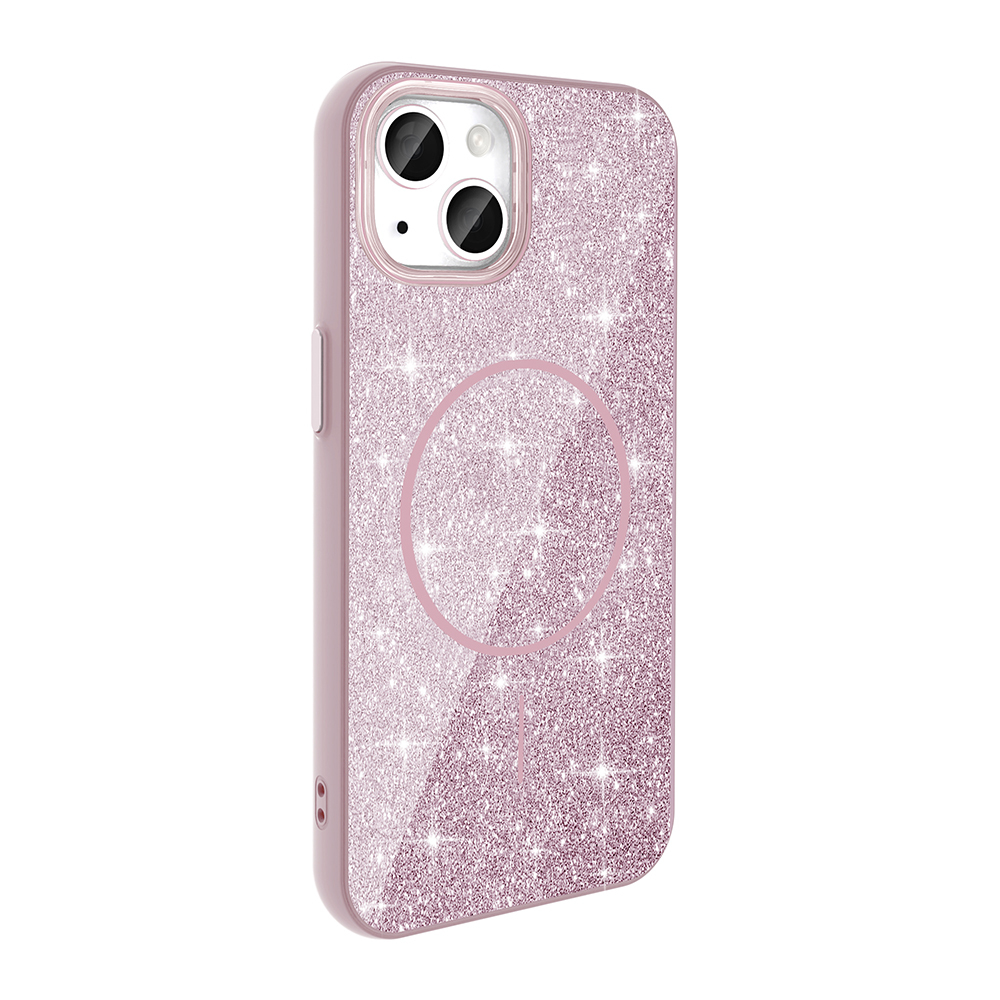 Apple iPhone 13 Uyumlu Kılıf Magsafe Şarj Özellikli Parlayan Simli Zore Okso Kapak - 4