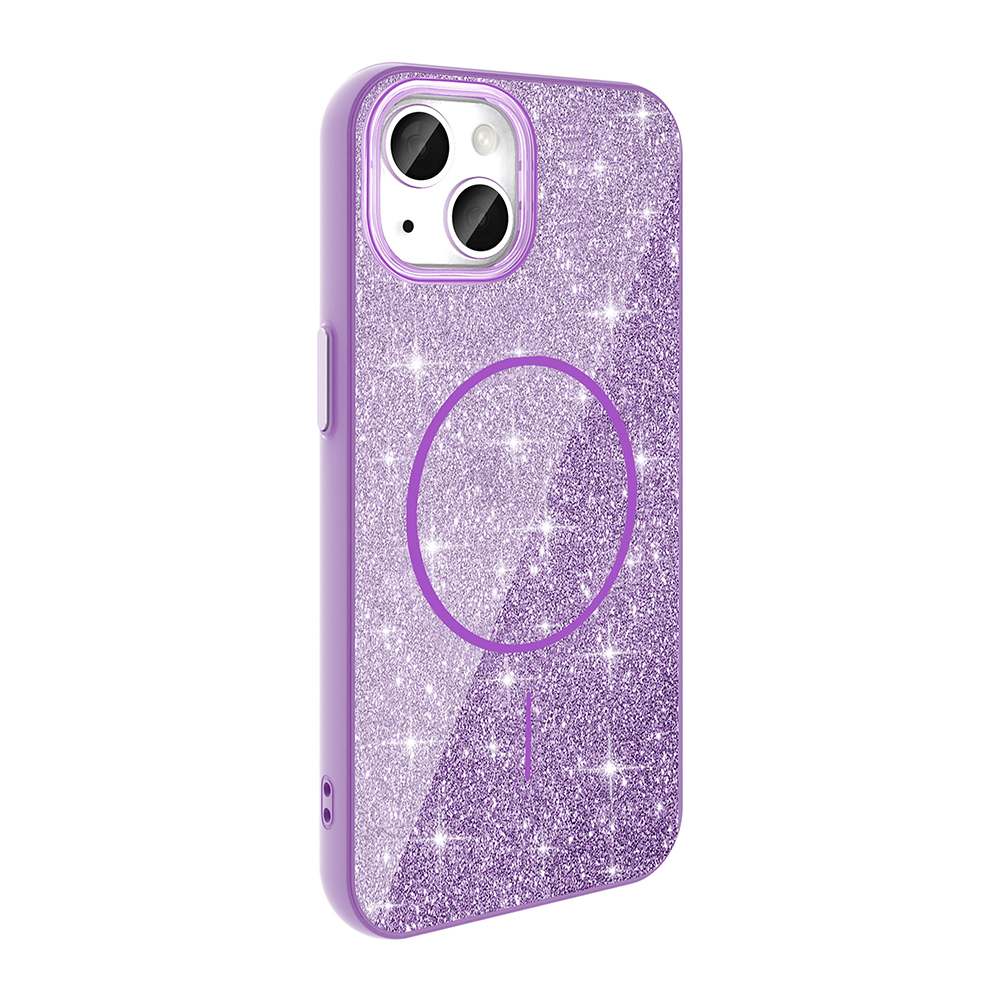 Apple iPhone 13 Uyumlu Kılıf Magsafe Şarj Özellikli Parlayan Simli Zore Okso Kapak - 6