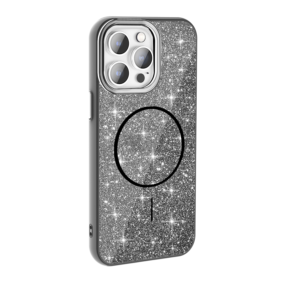 Apple iPhone 14 Pro Max Uyumlu Kılıf Magsafe Şarj Özellikli Parlayan Simli Zore Okso Kapak - 10