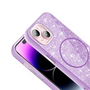 Apple iPhone 15 Uyumlu Kılıf Magsafe Şarj Özellikli Parlayan Simli Zore Okso Kapak - 7
