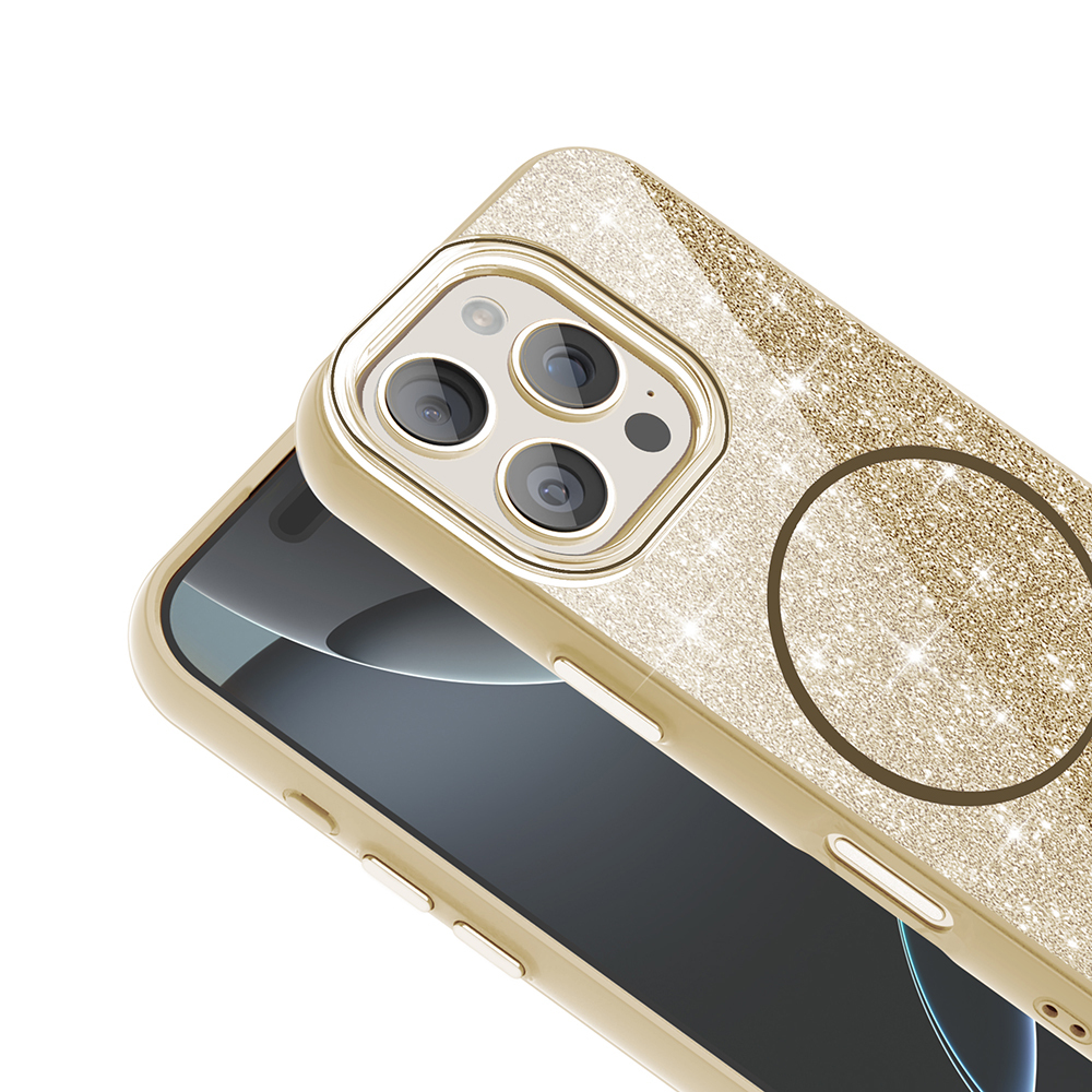 Apple iPhone 16 Pro Max Uyumlu Kılıf Magsafe Şarj Özellikli Parlayan Simli Zore Okso Kapak - 2