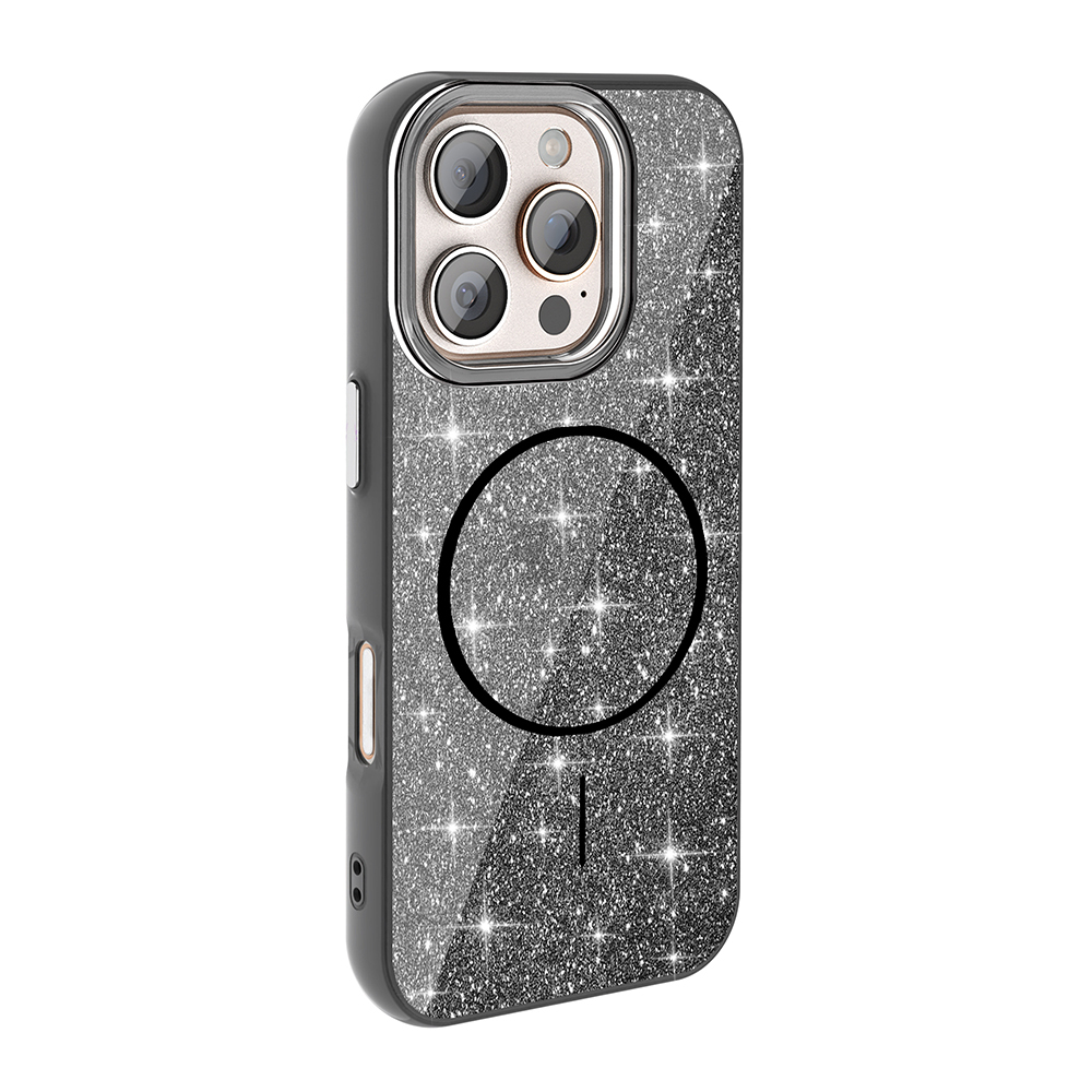 Apple iPhone 16 Pro Max Uyumlu Kılıf Magsafe Şarj Özellikli Parlayan Simli Zore Okso Kapak - 3