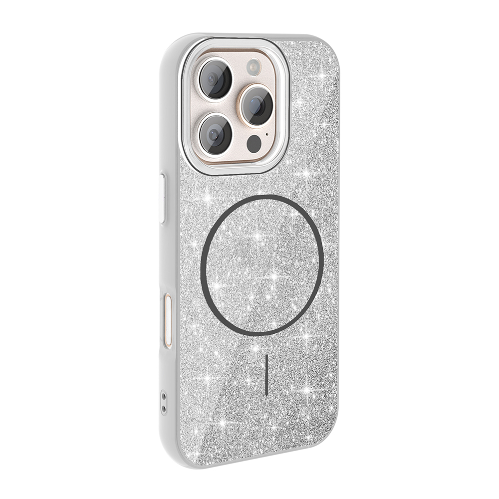 Apple iPhone 16 Pro Max Uyumlu Kılıf Magsafe Şarj Özellikli Parlayan Simli Zore Okso Kapak - 5