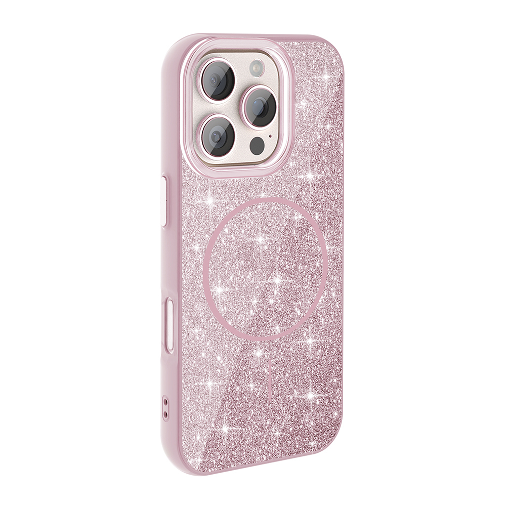 Apple iPhone 16 Pro Max Uyumlu Kılıf Magsafe Şarj Özellikli Parlayan Simli Zore Okso Kapak - 7