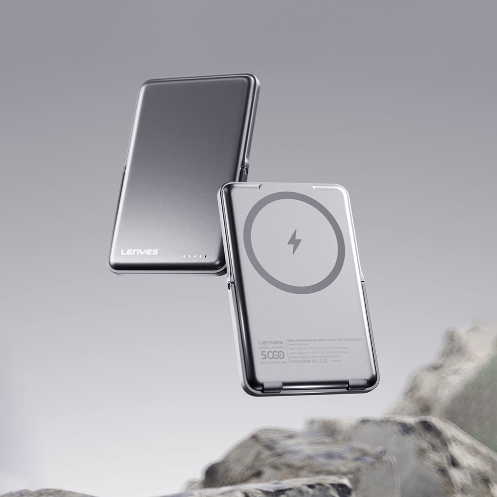 Lenyes PW038D 20W Ultra İnce Standlı Wireless Powerbank 15W 5000mAh - 3