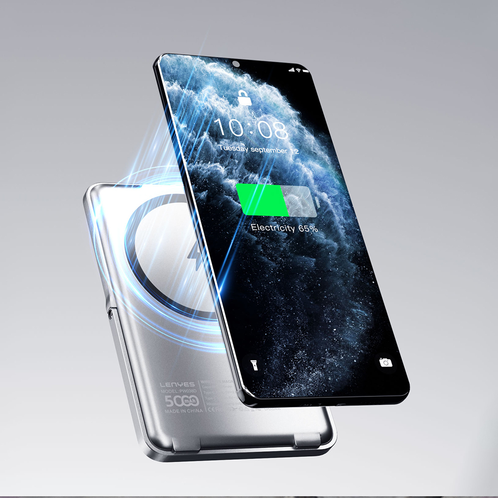 Lenyes PW038D 20W Ultra İnce Standlı Wireless Powerbank 15W 5000mAh - 5