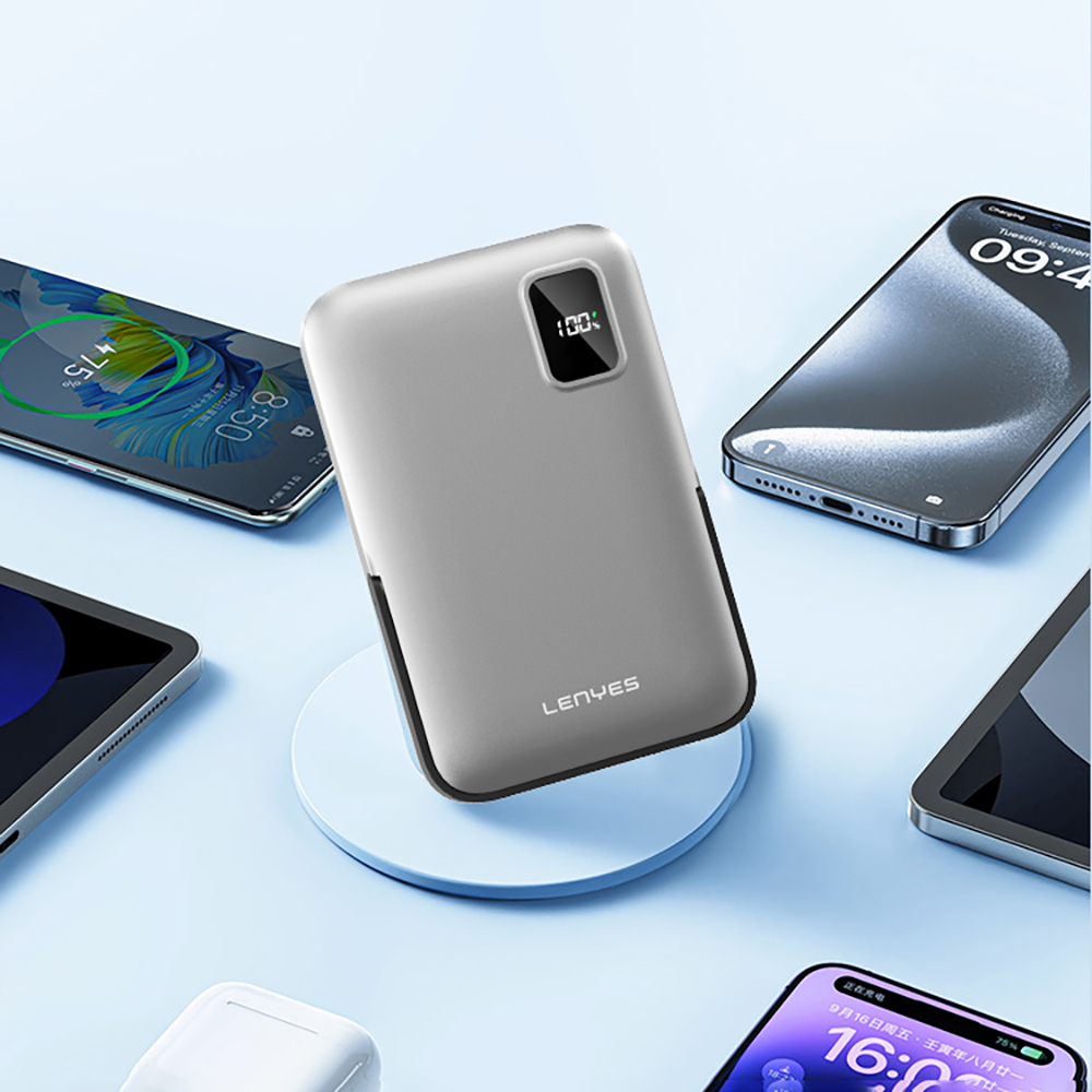 Lenyes PW134D 20W Ultra İnce Dijital LED Ekranlı Standlı Wireless Powerbank 15W 10000mAh - 5