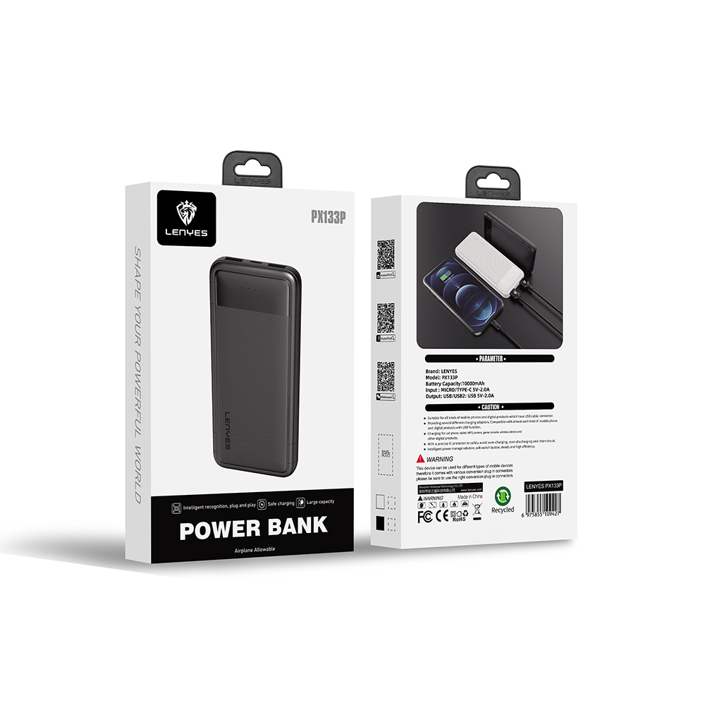 Lenyes PX133P Led Işık Göstergeli Taşınabilir Powerbank 10W 10000mAh - 4