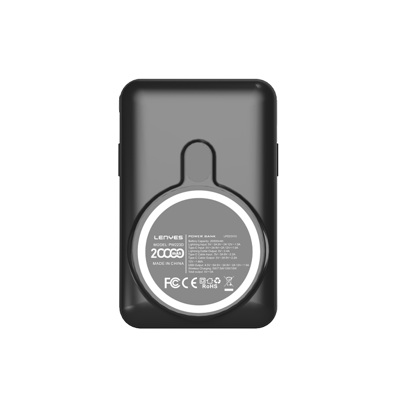 Lenyes PW223D Dijital LED Göstergeli Kablosuz Şarj Özellikli Type-C ve Lightning Kablolu Powerbank 22.5W 20.000mAh - 3