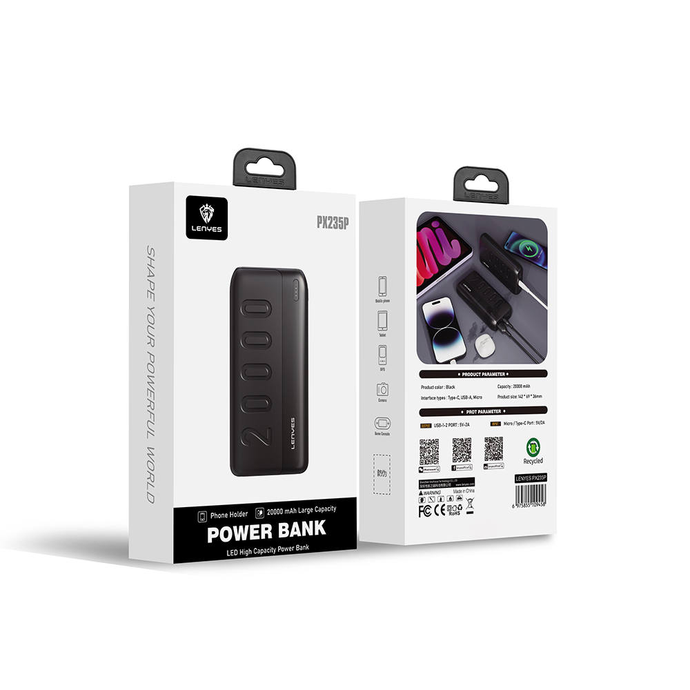Lenyes PX235P Led Işık Göstergeli Taşınabilir Powerbank 10W 20000mAh - 5