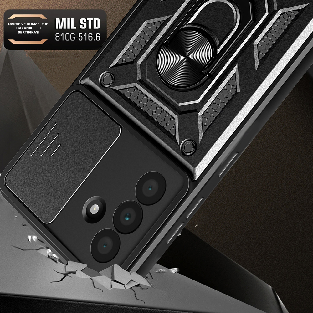 Samsung Galaxy A36 Uyumlu Kılıf Magnetik Standlı Kamera Korumalı Zore Sürgülü Vega Kapak - 7