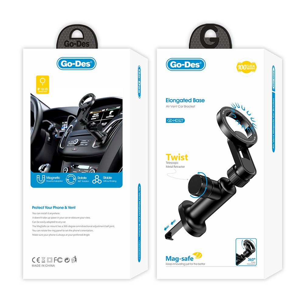 Go Des GD-HD327 Magnetik Magsafe Uyumlu 360 Derece Dönebilen Düz Zemin ve Havalandırma Tasarımlı Araç Telefon Tutucu - 3