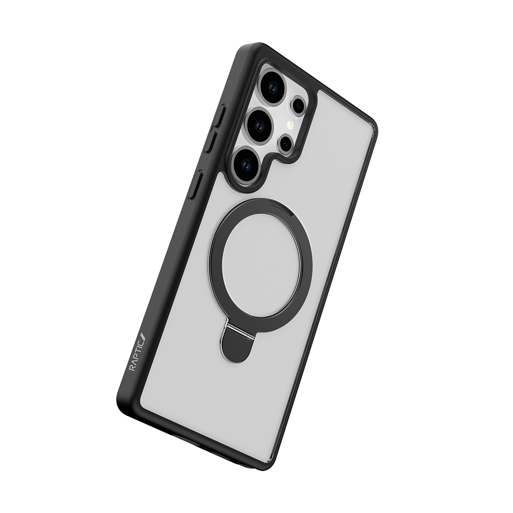 Samsung Galaxy S25 Ultra Uyumlu Kılıf Magsafe Şarj Özellikli Raptic Air Stand Serisi Buzlu Transparan Tasarımlı Standlı Kapak - 4