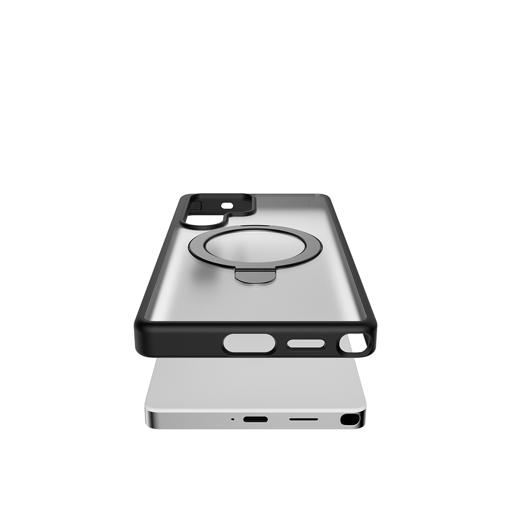 Samsung Galaxy S25 Ultra Uyumlu Kılıf Magsafe Şarj Özellikli Raptic Air Stand Serisi Buzlu Transparan Tasarımlı Standlı Kapak - 7