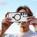 Samsung Galaxy S25 Ultra Uyumlu Kılıf Magsafe Şarj Özellikli Raptic Air Stand Serisi Buzlu Transparan Tasarımlı Standlı Kapak - 10