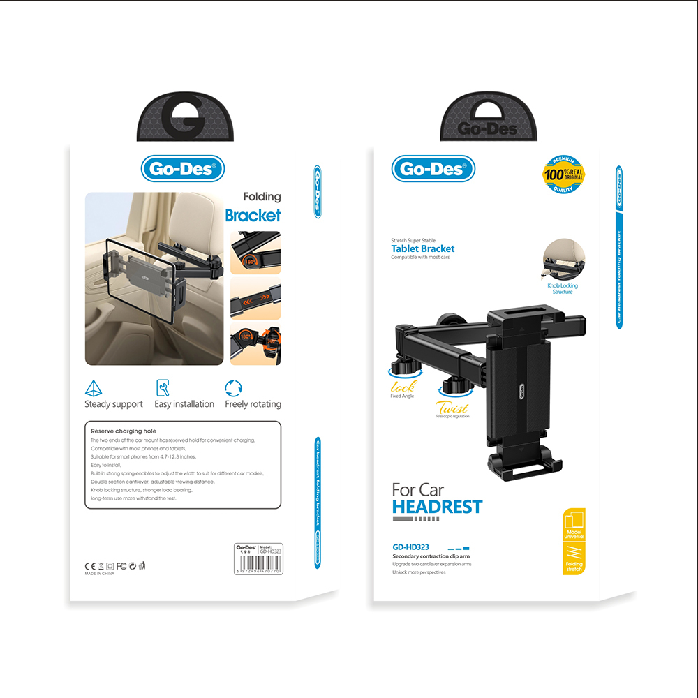Go Des GD-HD323 360 Derece Dönebilen Uzatılabilir Arka Koltuk Araç Telefon Tutucu - 2