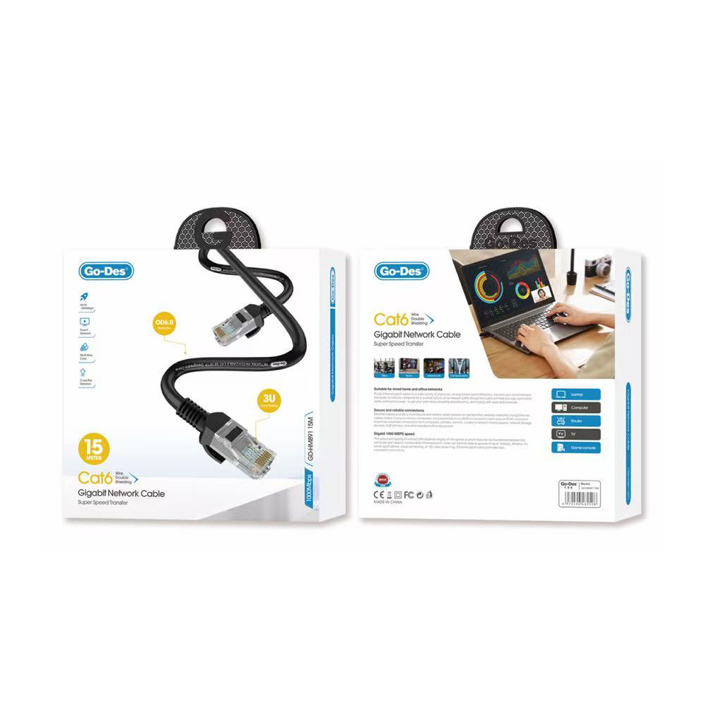 Go Des GD-HM891 1000Mbps Aktarım Hızlı RJ45 Ethernet Kablosu 15M - 1
