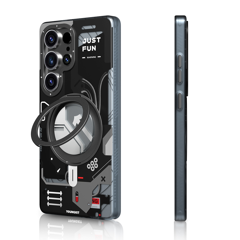 Samsung Galaxy S25 Ultra Uyumlu Kılıf Magsafe Şarj Özellikli Youngkit 360° Standlı Starship Serisi Kapak - 6