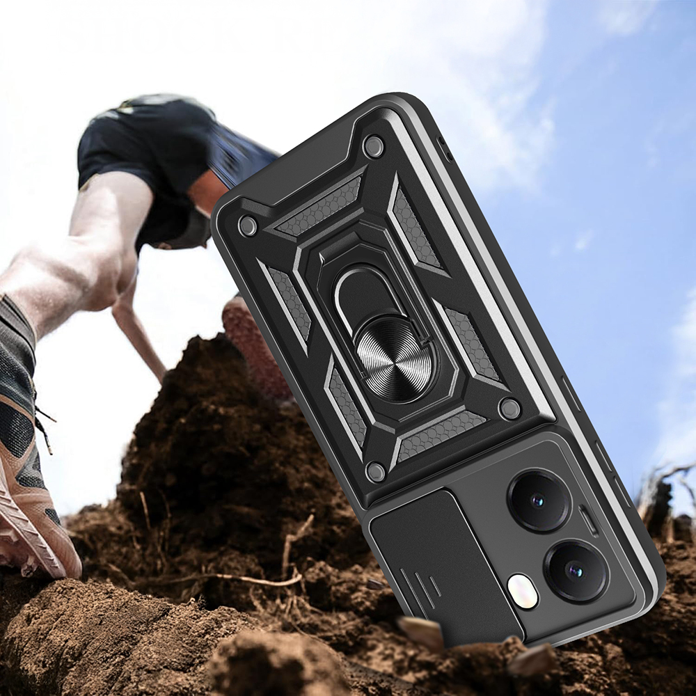 Xiaomi Poco X7 Uyumlu Pro Kılıf Magnetik Standlı Kamera Korumalı Zore Sürgülü Vega Kapak - 2