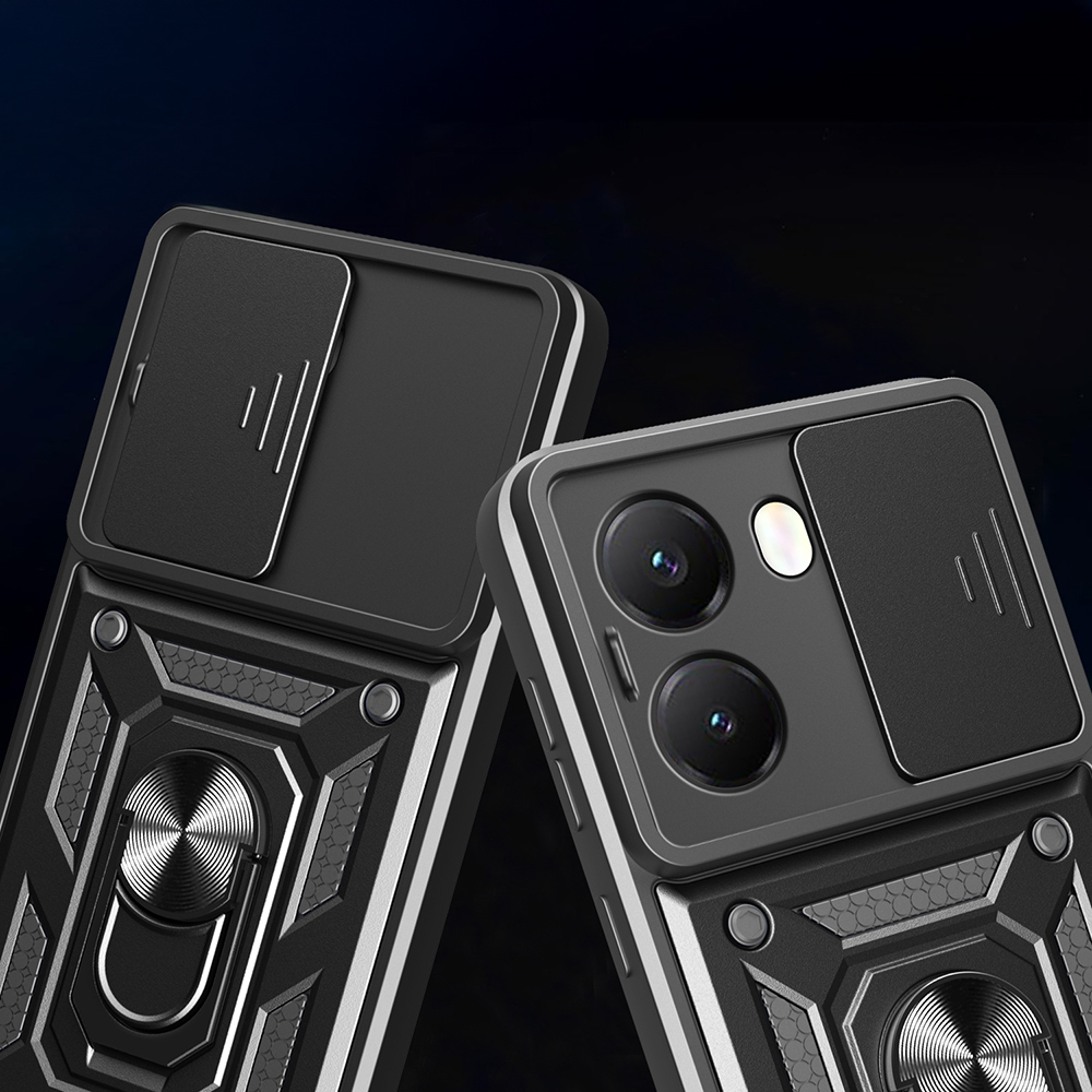 Xiaomi Poco X7 Uyumlu Pro Kılıf Magnetik Standlı Kamera Korumalı Zore Sürgülü Vega Kapak - 3