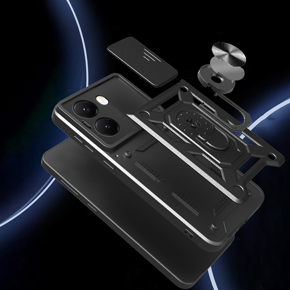 Xiaomi Poco X7 Uyumlu Pro Kılıf Magnetik Standlı Kamera Korumalı Zore Sürgülü Vega Kapak - 4