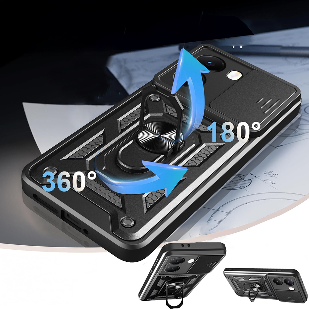 Xiaomi Poco X7 Uyumlu Pro Kılıf Magnetik Standlı Kamera Korumalı Zore Sürgülü Vega Kapak - 7