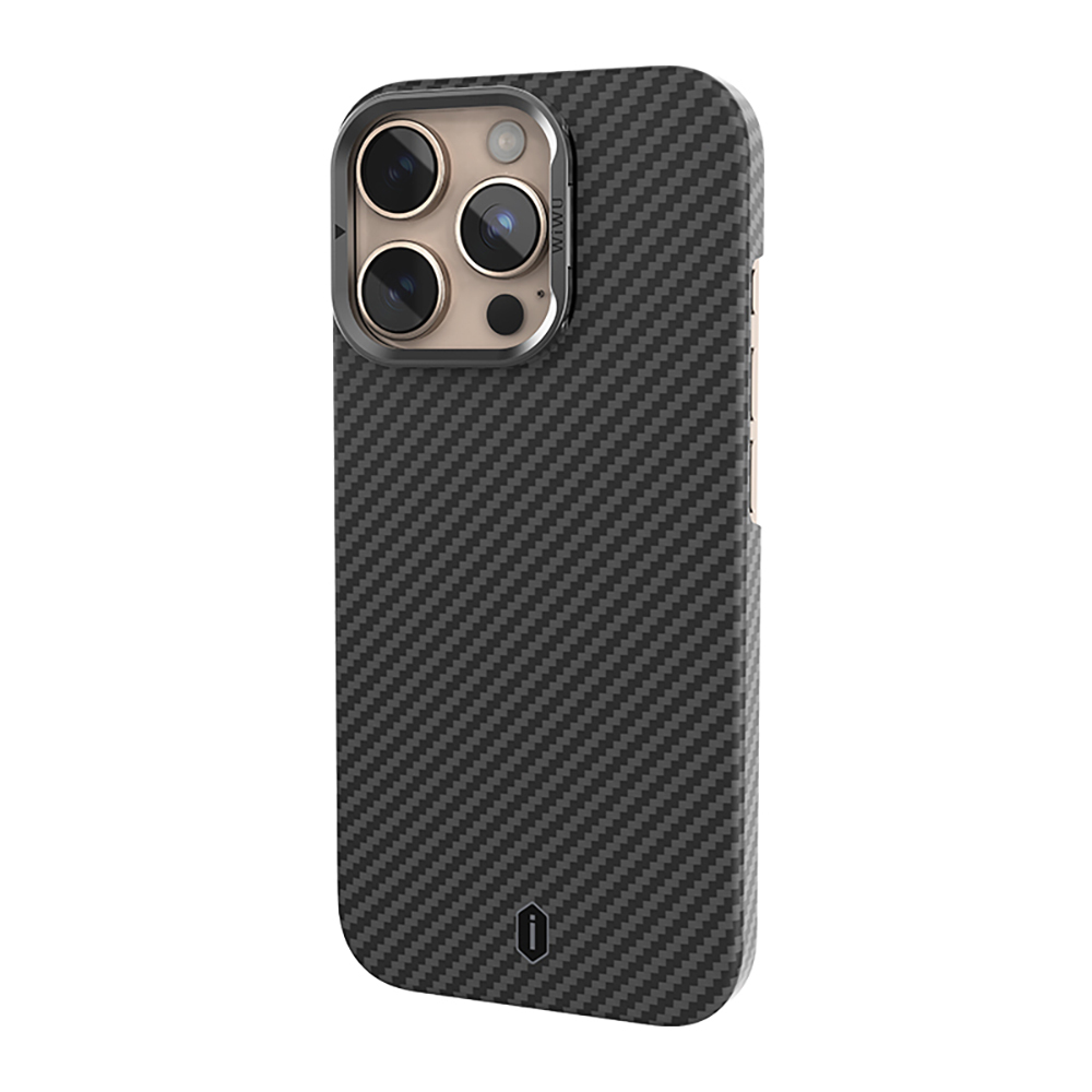 Apple iPhone 16 Pro Max Uyumlu Kılıf Wiwu DCC-206 Magsafe Şarj Özellikli Kamera Standlı Aramid Fiber Tasarım Kevlar Kapak - 2