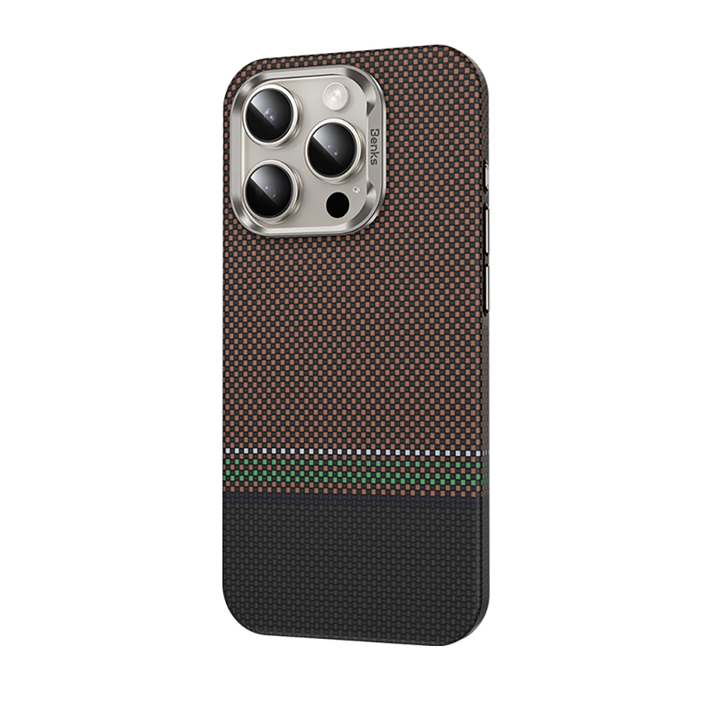 Apple iPhone 15 Pro Uyumlu Kılıf Magsafe Şarj Özellikli Karbon Fiber Tasarımlı Benks Prestige ArmorPro Kevlar Kapak - 1