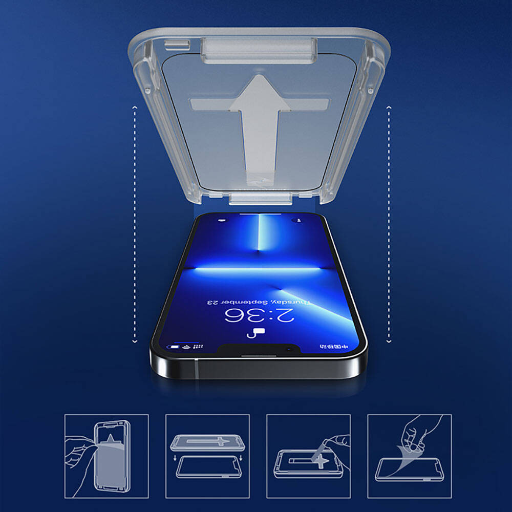 Apple iPhone 16E Uyumlu Recci RSP-A10 HD Temperli Cam Ekran Koruyucu + Kolay Uygulama Aparatlı - 6