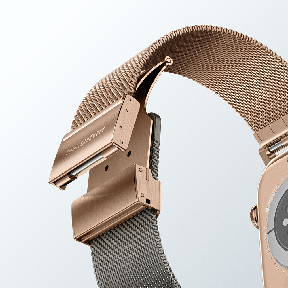 Apple Watch 10 46mm Uyumlu Amazingthing Omni StyleFlip Metal Hasır Kordon - 3