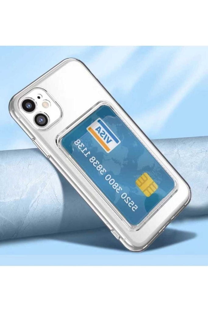 Apple iPhone 12 Uyumlu Kılıf Kartlıklı Şeffaf Setra Clear Silikon Kapak