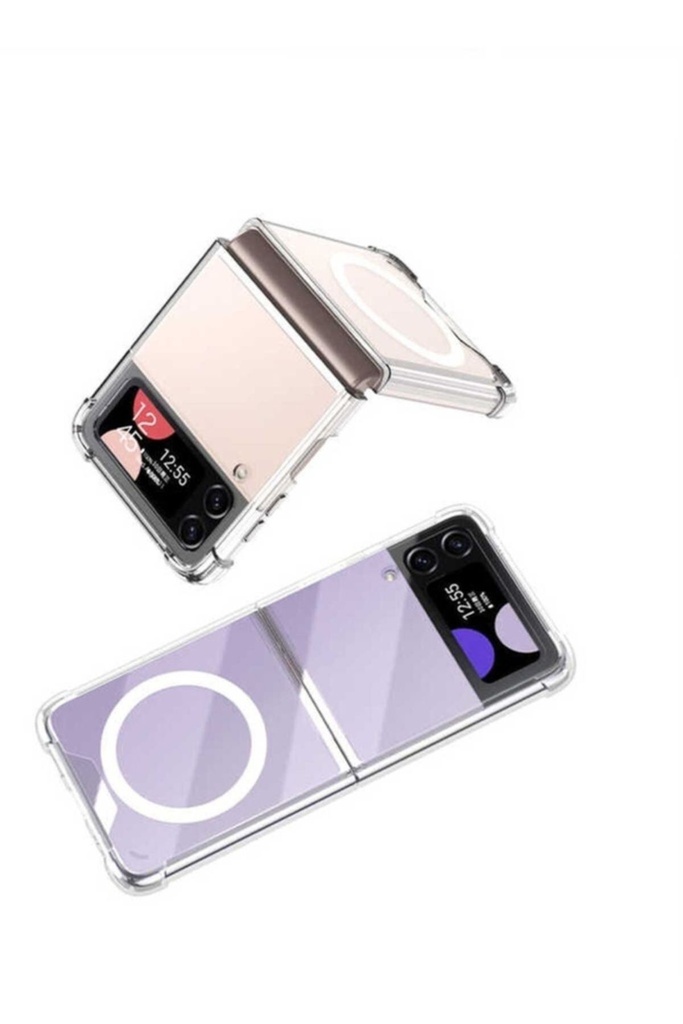 Samsung Galaxy Z Flip 4 Uyumlu Kılıf Wireless Şarj Özellikli Airbagli Zore Kıpta Anti Shock Magsafe Kapak