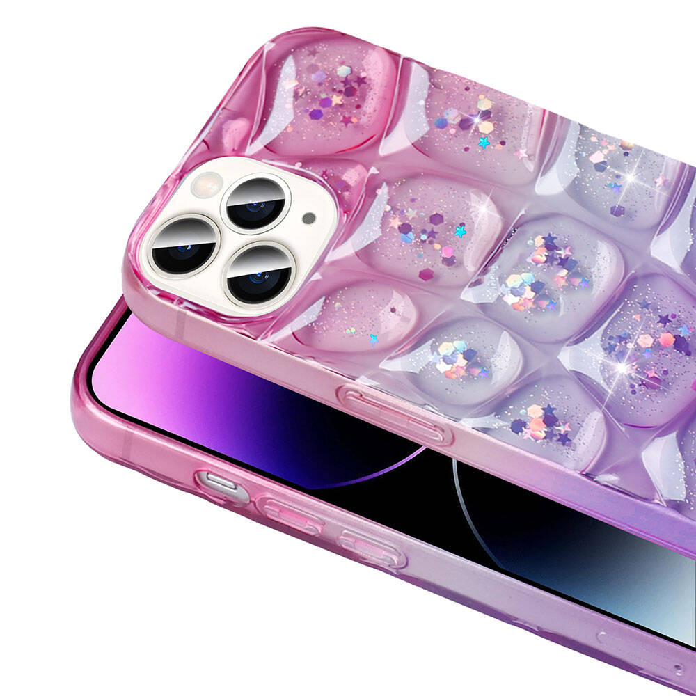 Apple iPhone 14 Pro Max Uyumlu Kılıf Simli 3D Desenli Zore Hacar Kapak - 5