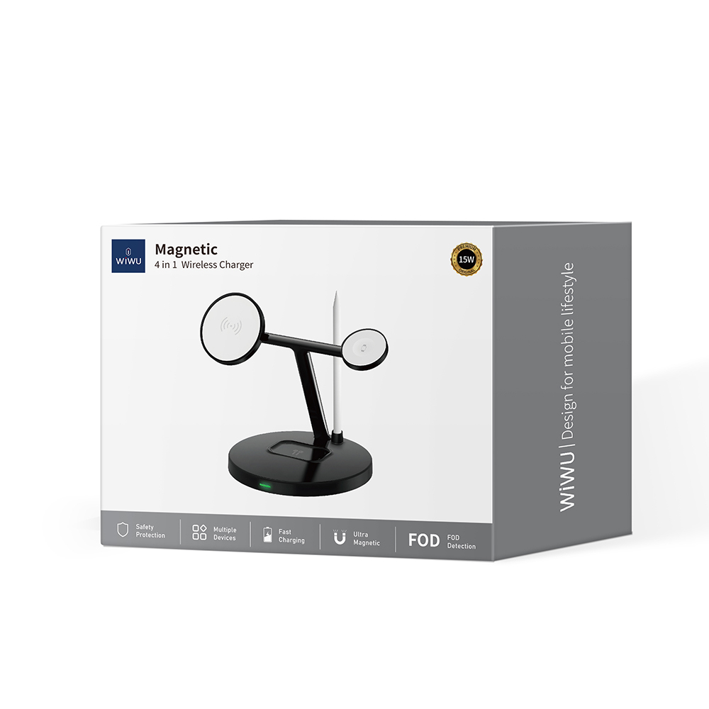 Wiwu Wi-W032 4 in 1 Magnetik Hızlı Şarj Özellikli Kablosuz Şarj Standı 15W - 4