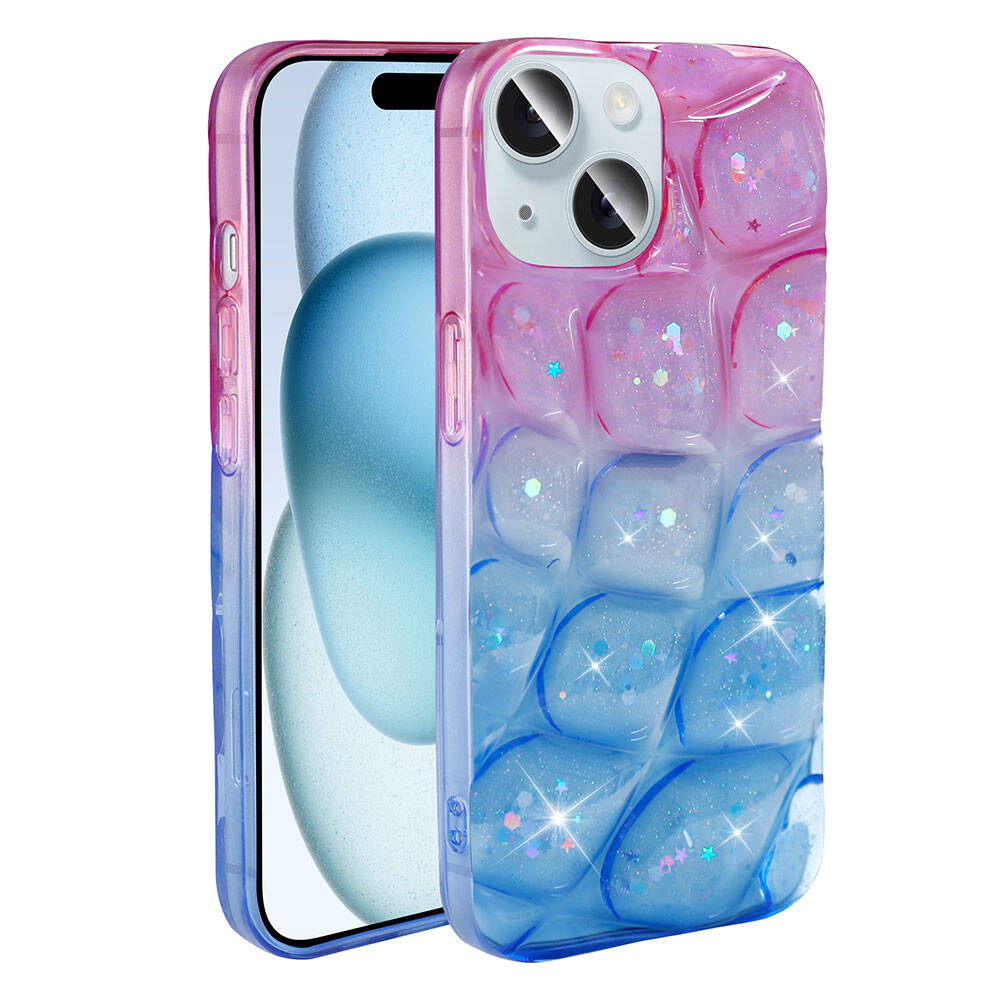 Apple iPhone 15 Uyumlu Kılıf Simli 3D Desenli Zore Hacar Kapak - 8