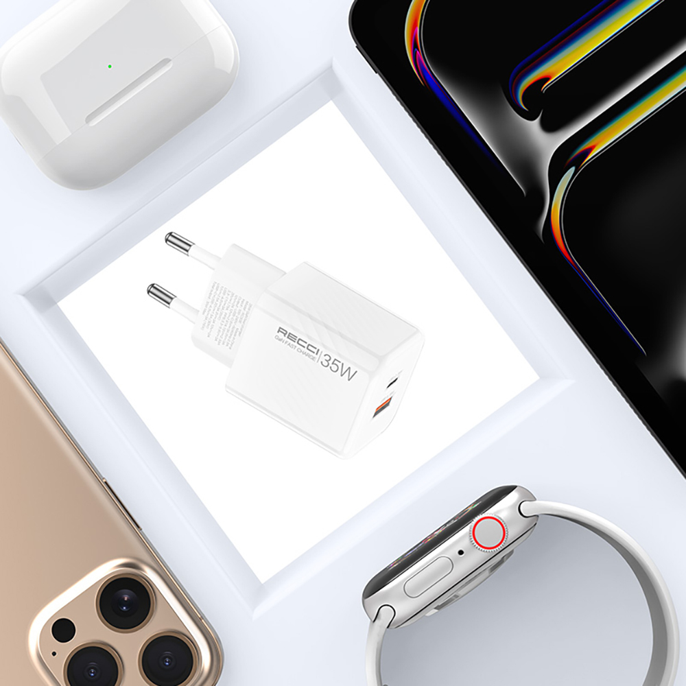 Recci RC83E Type-C PD & USB-A GaN Teknolojili QC3.0 Hızlı Şarj Başlığı 35W - 3